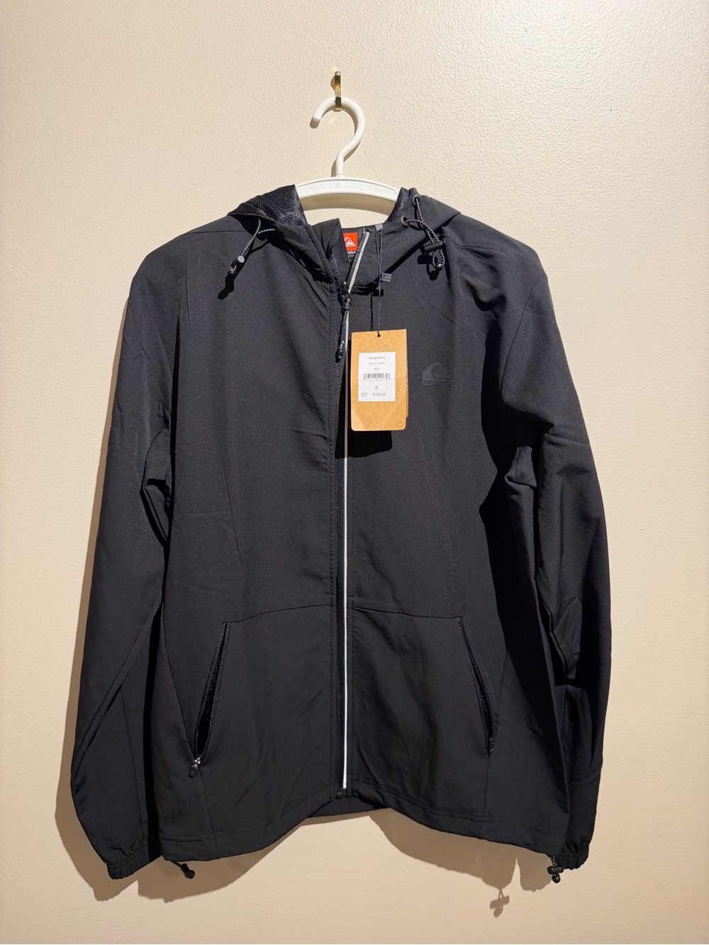 Quiksilver DryFlight Men’s Hooded Zip Jacket Black Size S $120 MSRP